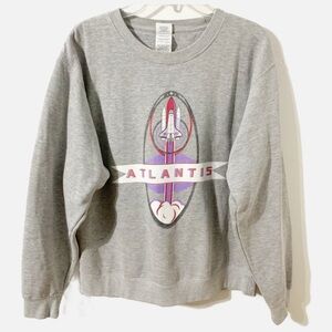 Delta Fleece Space Shuttle Atlantis Graphic Crewneck Sweatshirt Long Sleeves🚀